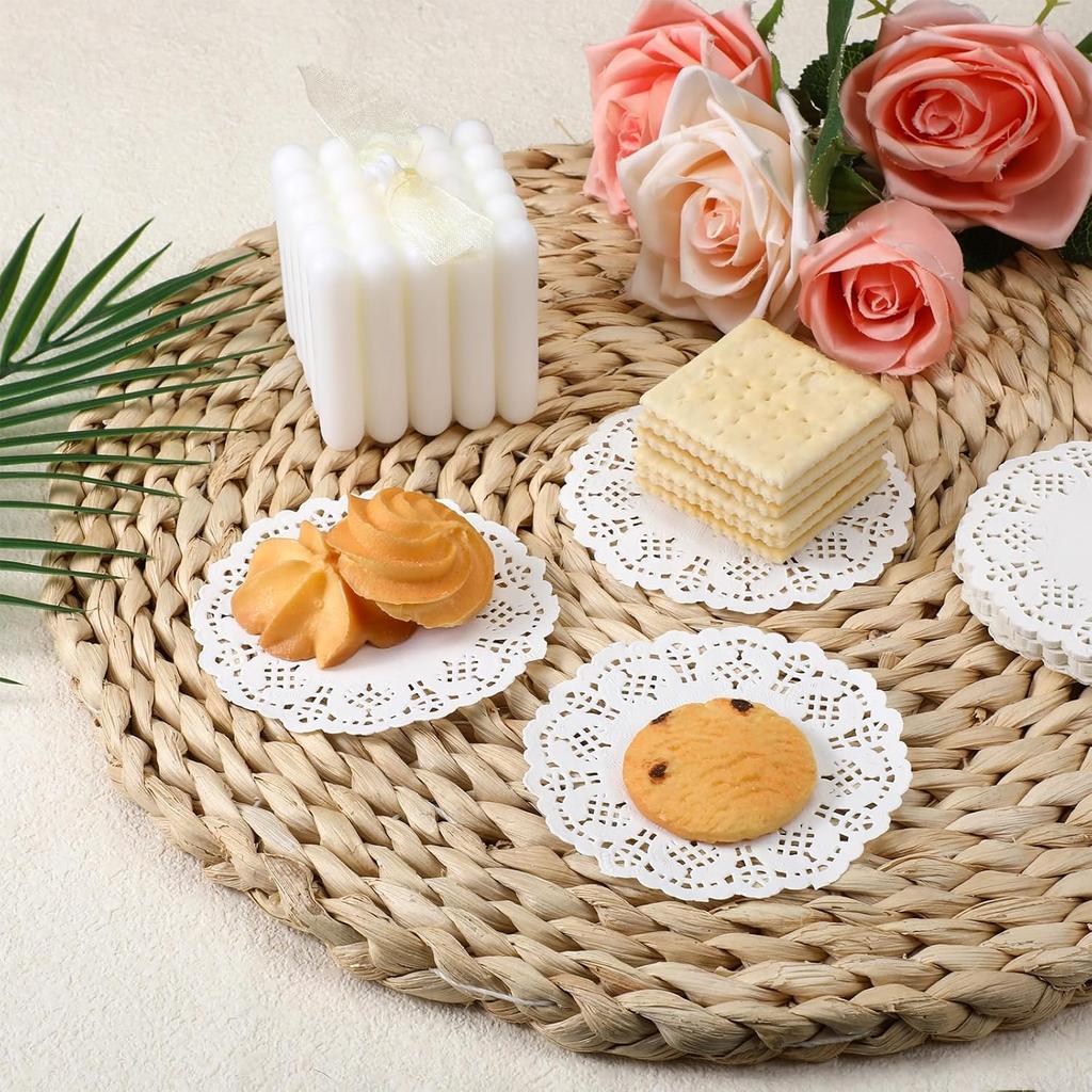 Paper Doilies, 200 Pcs 3.5 Inch Lace Doilies Paper Round Disposable Placemats White-Doilies for Tables Dessert Trays Party Craft Wedding Birthday