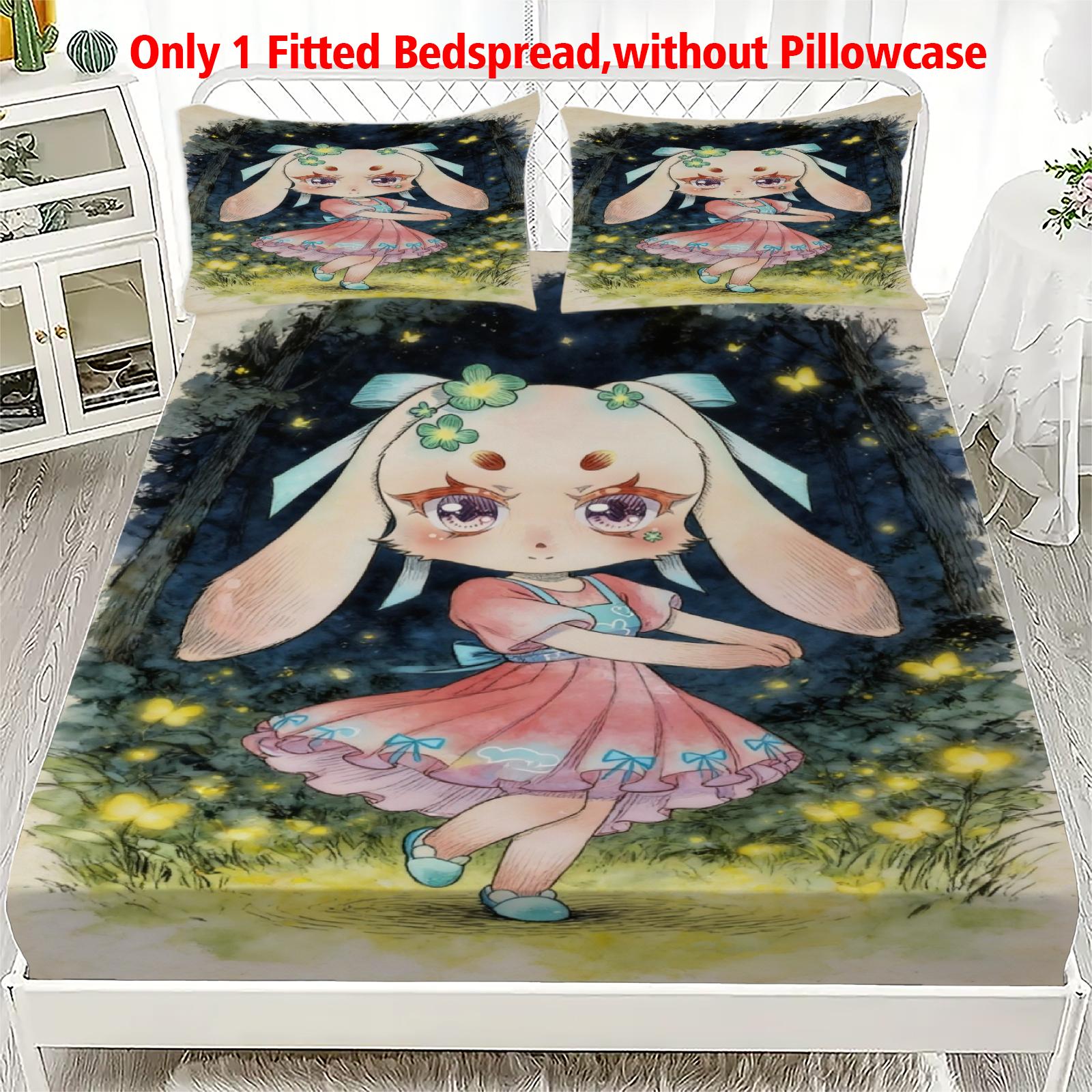 

3pcs Fitted Sheet Set Soft Fluff Town Lulu-Sleepy Bunny Breathable Fitted Sheet Set for Home Decor with 2 Pillowcases For Kids 99x190x25cm