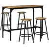 Five-Piece Industrial-Style Bar Table Set - Brown/Black