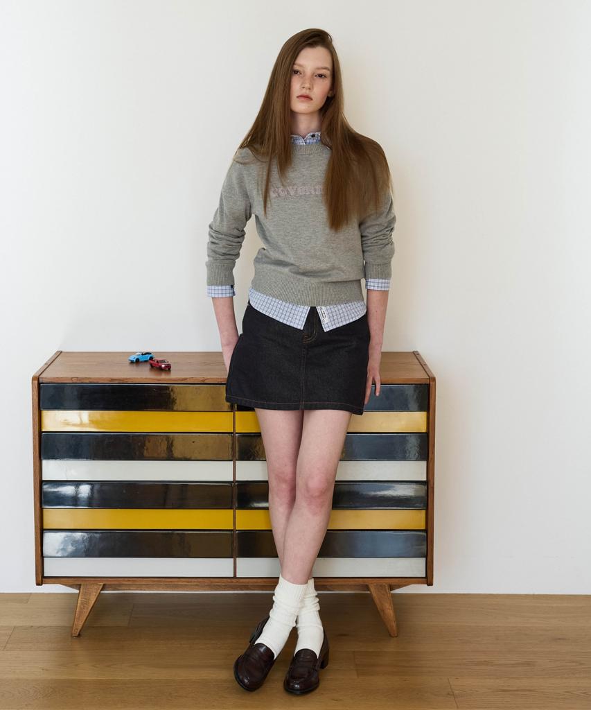 Covernat Woman Denim Mini Skirt Indigo