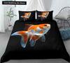 Goldfish Duvet Cover King/Queen Size Golden Red 3D Animal Bedding Set for Kid Teen Adult,Fish Themed Quilt Cover with Pillowcase