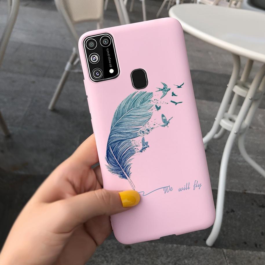 Silikonový kryt Pro Samsung M31 M 31 Obal Čerstvá květina Pírko Nárazuvzdorný kryt telefonu Pro Samsung Galaxy M31s M31 s M315 M317 Etui