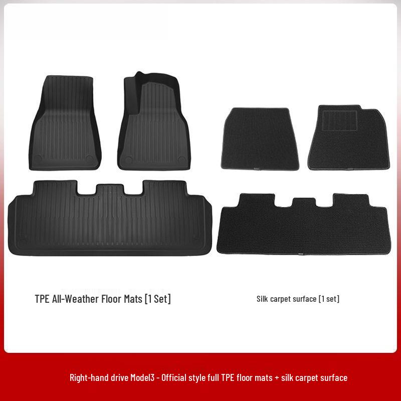 Right-Hand Drive Tesla Model Y/3 Refresh Foot Pad Carpet for Hong Kong - Front & Rear Trunk
