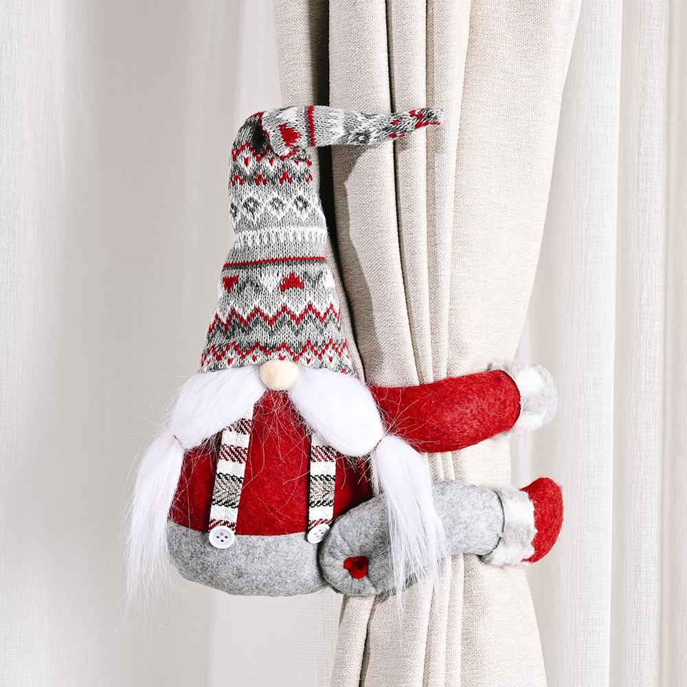 Santa Claus Christmas Curtain Buckle Doll Ornament Merry Christmas Decoration for Home Xmas Gifts New Year