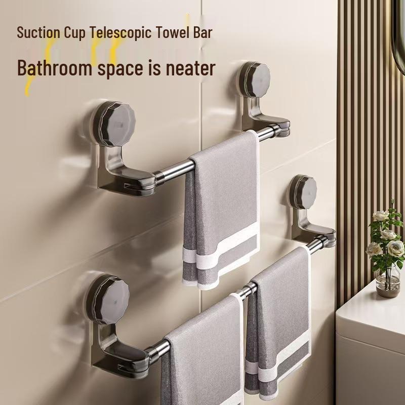No-Drill Telescopic Suction Cup Towel Rack for Bathroom Storage Telescopic 30-60cm