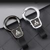 Autologo Sleutelhanger PU Leer Metaal Sleutelring Hanger Voor Mitsubishi Ralliart ASX Lancer Cordia Pajero Outlander Galant Mirage Colt
