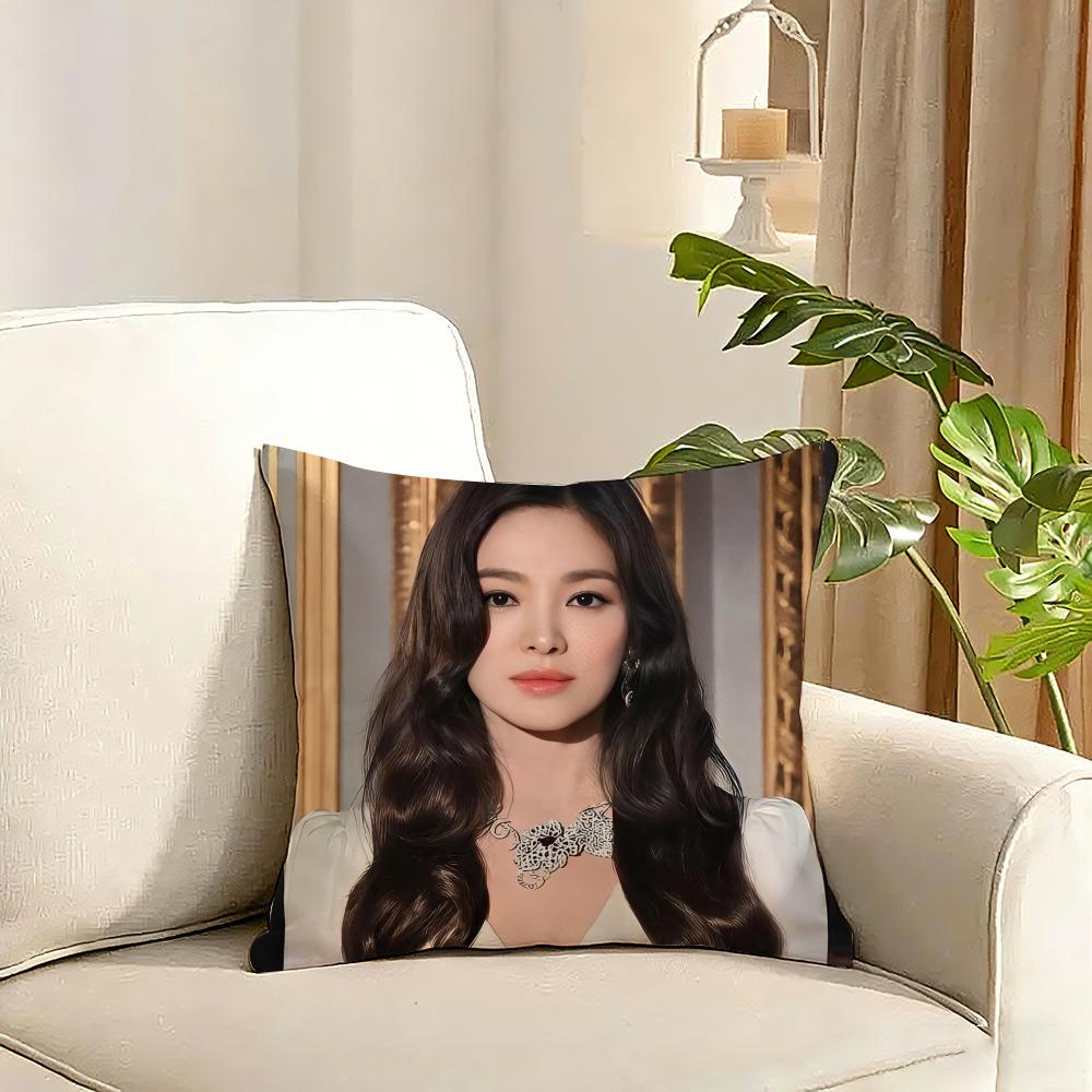 Song Hye Kyo Cushion Cover Reversible Plush Pillow Cover Soft Fluffy Home Decor for Sofa Bedroom