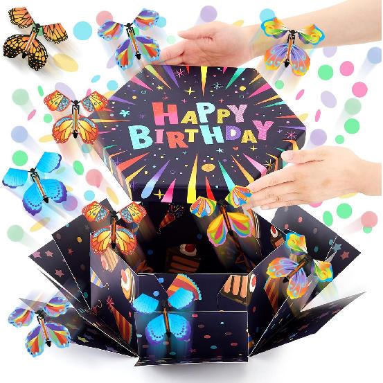 Flying Birthday Butterfly Surprise Gift Box, Large Butterfly Explosion Gift Box with 12 Pcs Flying Butterfly, Fantasy Box, Exploding Butterfly