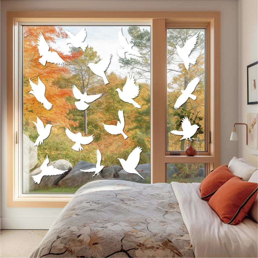 Anti-collision Window Stickers White Hummingbird Removable Window Decorative Stickers Warning Bird Static Glass Stickers