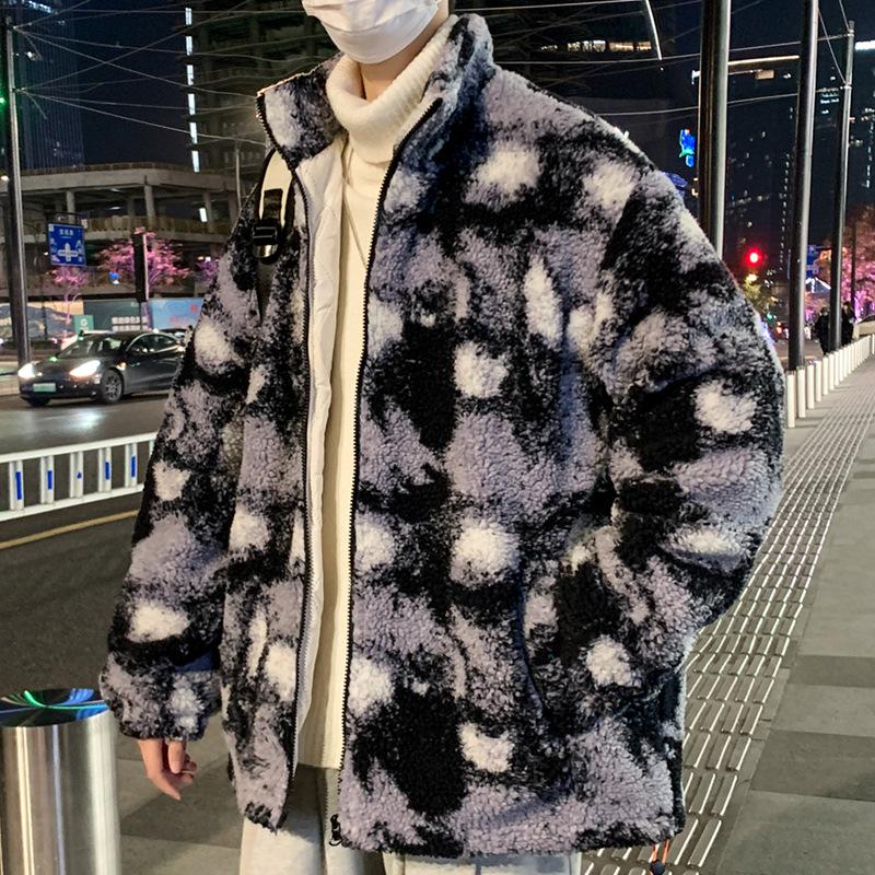 

Зимние мужские куртки, мужские повседневные утолщенные хлопковые куртки, свободные хлопковые куртки из овечьего бархата, зимняя одежда с воротником-стойкой в камуфляжном стиле 4XL