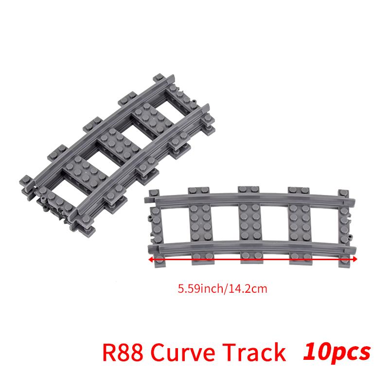 MOC City Bausteine Zug Flexible Konstruktionsteile Eisenbahn Kurvengleis Bausteine Modellzubehör Kompatibel mit 53401
