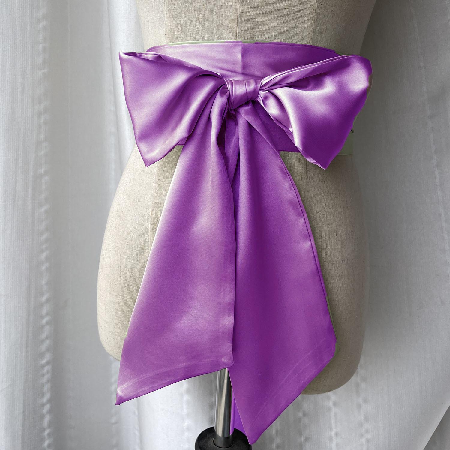 9,5x250cm Szatén Szalag Masni Széles Fűző Derékpánt DIY Masni Selymes Anyag Derékpánt Nőknek Hölgy Lány purple