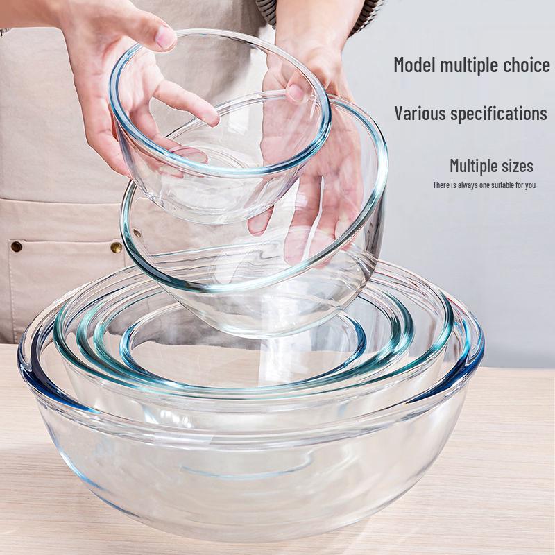 Large Heat-Resistant Glass Bowl for Fruit, Salad, Noodles, Soup, and Dough