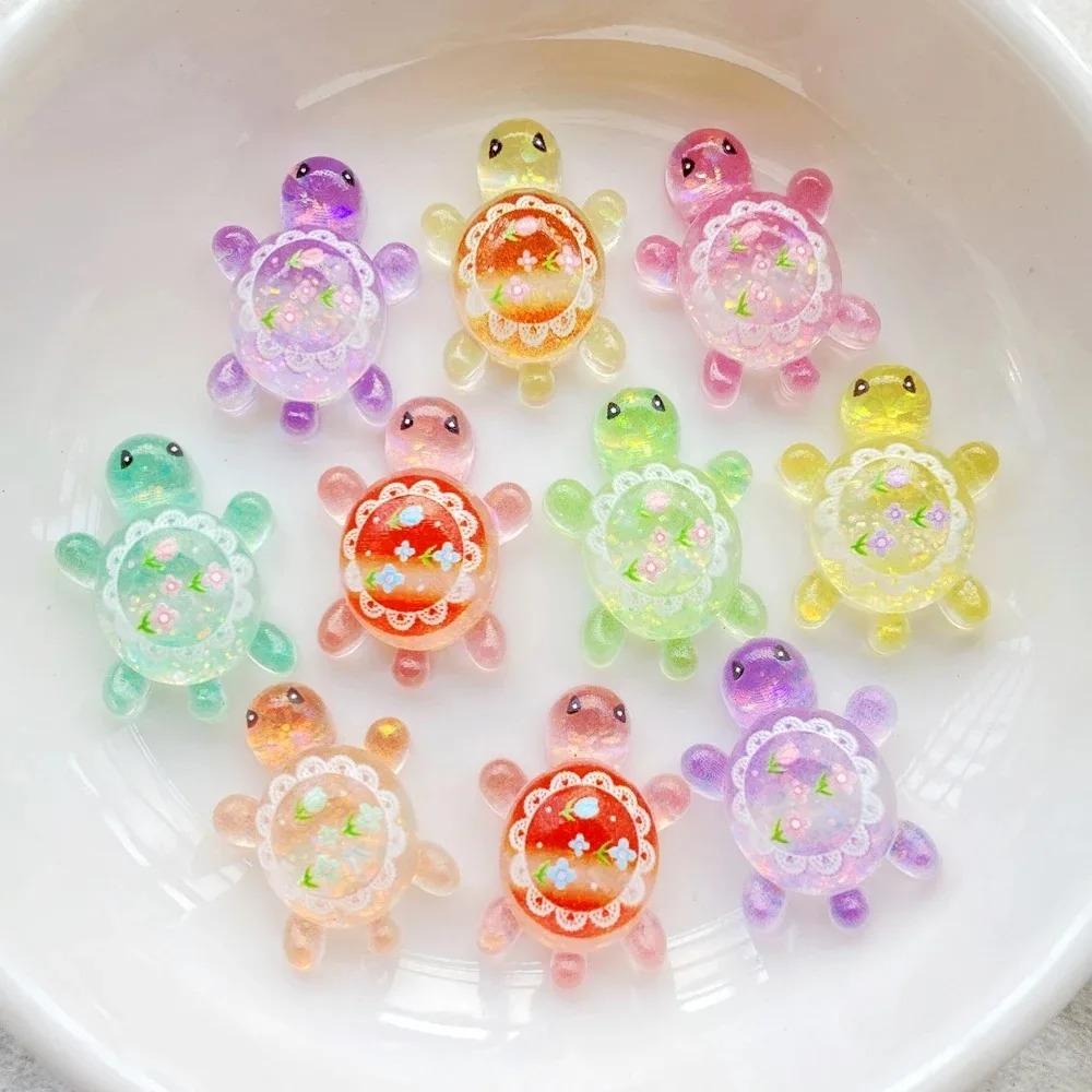 11pcs Cute Cartoon Colorful Turtle Flat back Resin Scrapbook Figurines DIY Home Decor Crafts