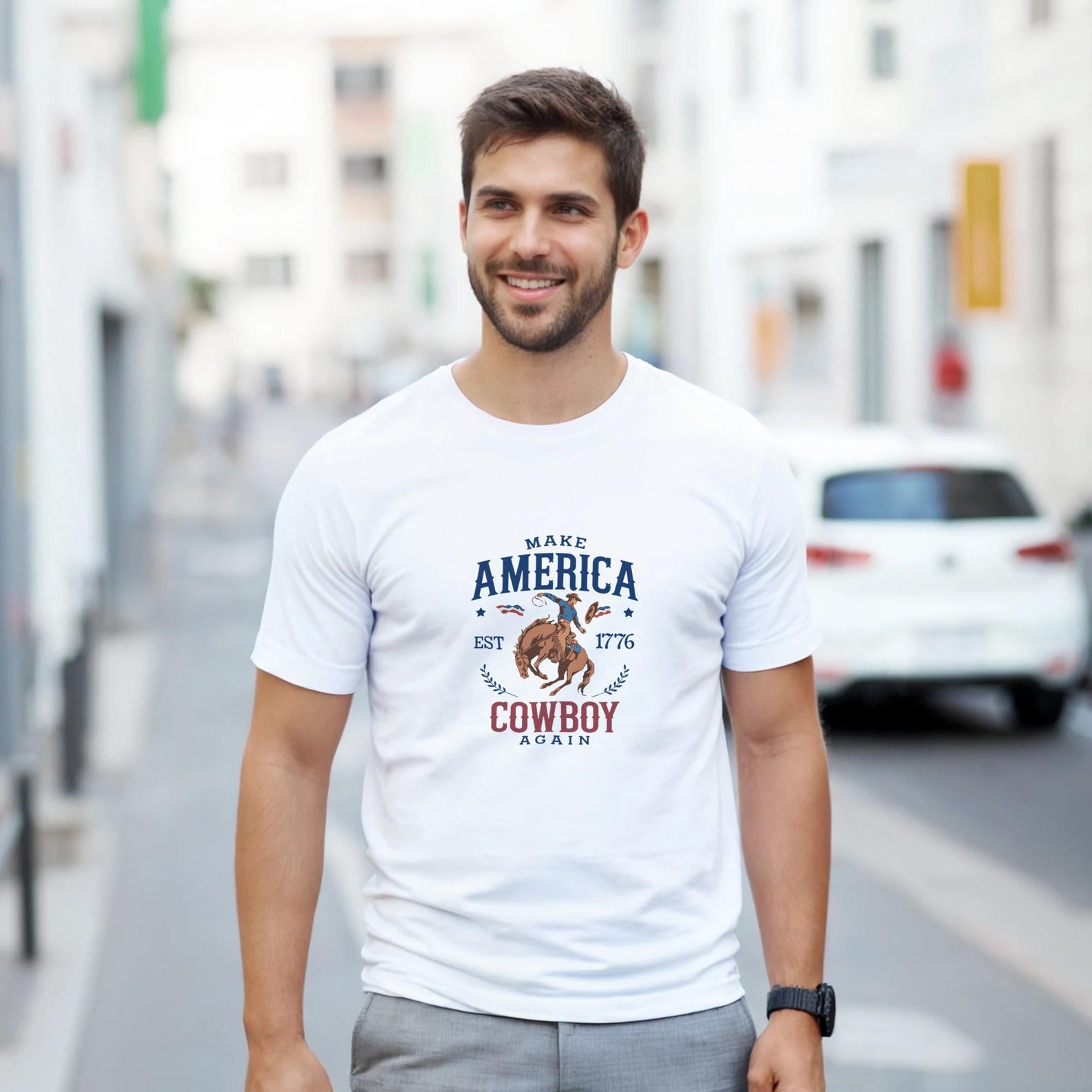 Make America Cowboy Again,4th of July Unisex T shirt M