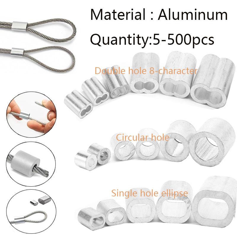 5-500pcs Aluminium Sleeve,Double Hole Cable Crimp Sleeve 8-Shape Aluminum Cable Stopper Crimp Rope Hardware Accessories