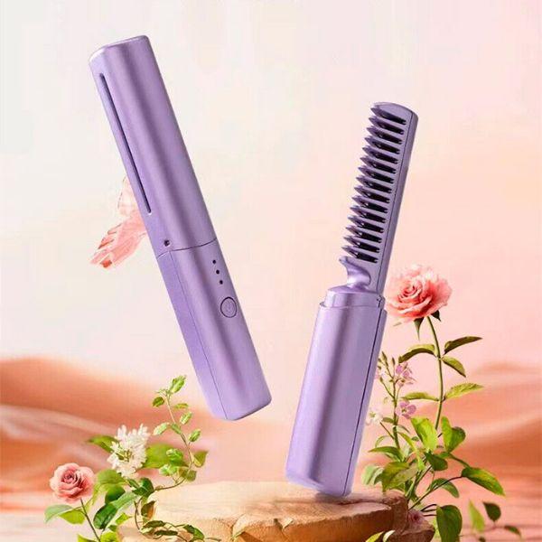 Portable Hair Straightener Hair Comb Curler Cordless