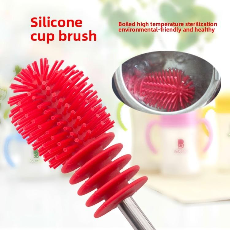 Food Grade Silicone Bottle Brush With Long Handle Baby Cup Cleaning Tool For Daily Use
