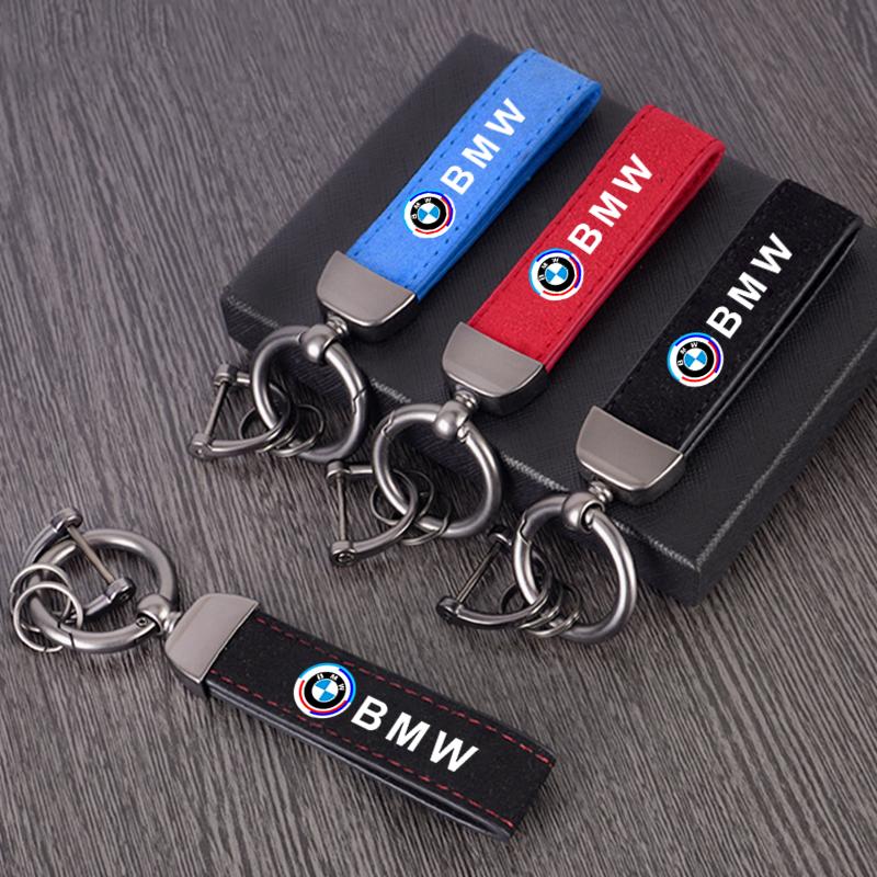 Zinc Alloy Leather Keyring Suede Car Keychain For BMW 50th F12 F13 F30 E60 E65 E66 E63 F01 F02 X1 X3 4 5 6 7 Series Accessories ydsh92