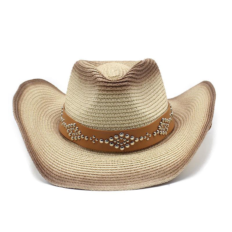 

Летняя новая ковбойская шляпа в стиле вестерн для мужчин и женщин, соломенная пляжная кепка с широкими полями, уличная ветрозащитная шляпа от солнца, панамские шляпы 56-58CM