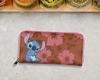 Bioworld Disney Lilo & Stitch All-Over Floral Stamp Design Stitched Faux Leather Full-Zip Wallet Bifold