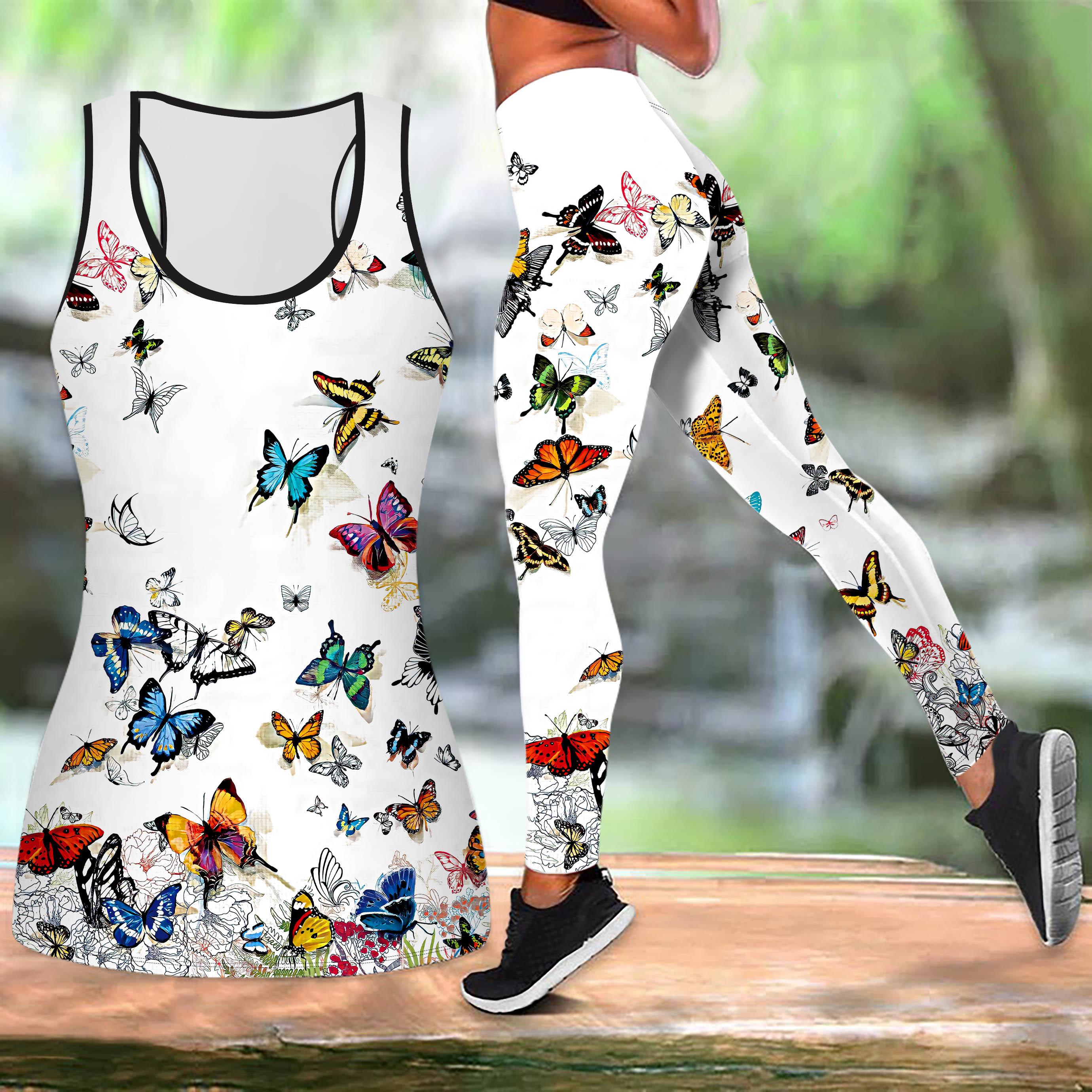 

Пластиковый принт бабочки йога костюм для женщин модные леггинсы для тренировок фитнес спортивный повседневный комплект для йоги спортивный костюм 8XL белый