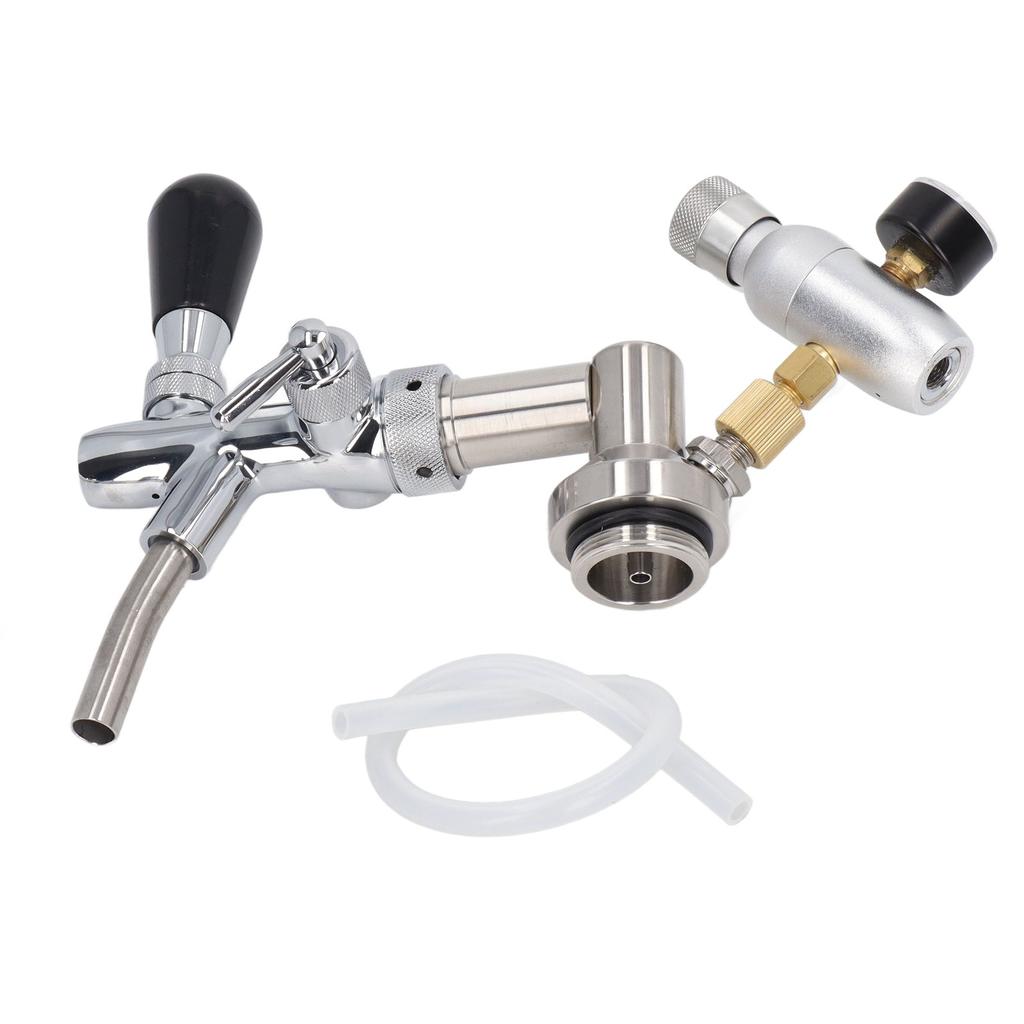 Beer Keg Dispenser Silver Stainless Steel Odorless Regulator Pressure Gauge Beer Keg Accessory Kit