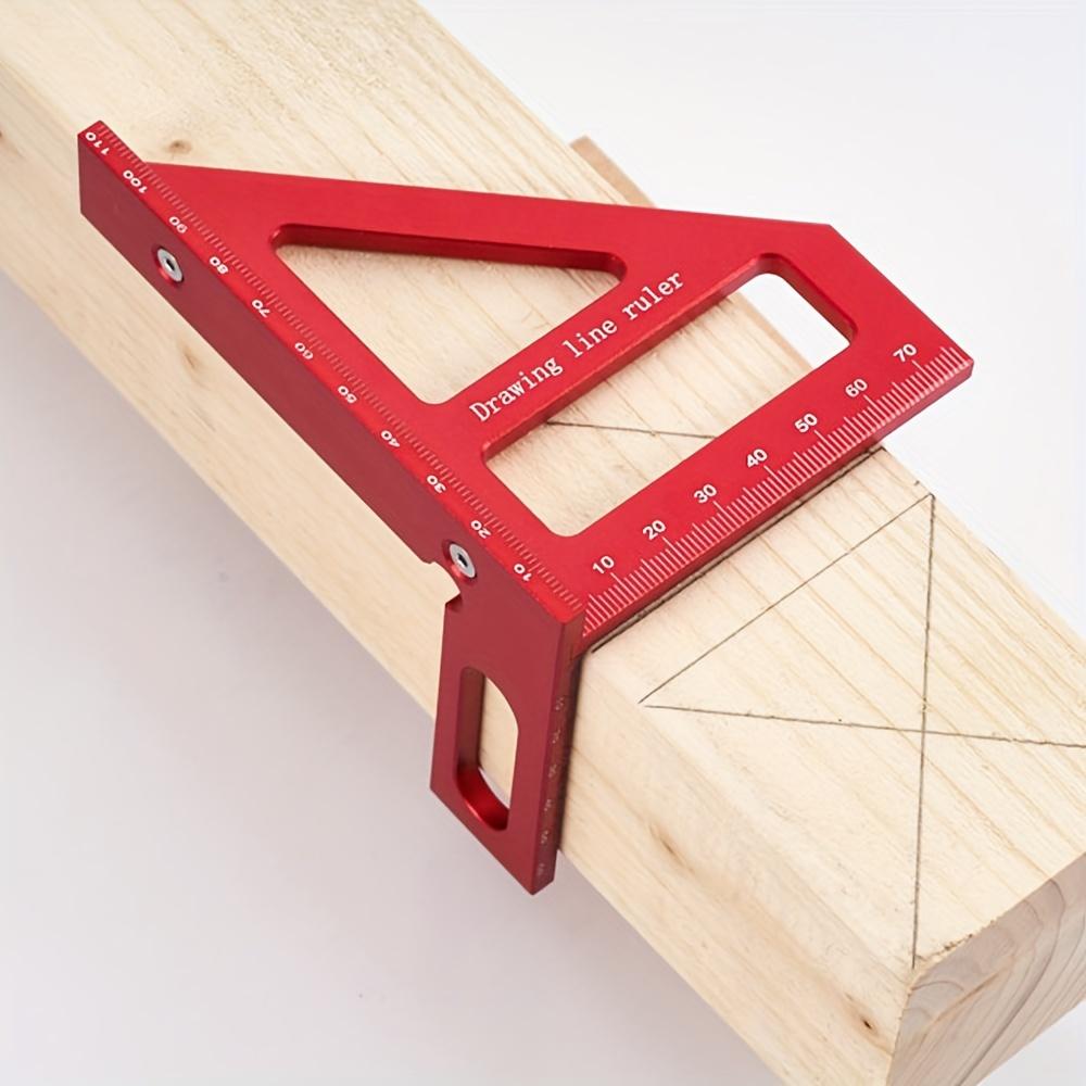 Precision Aluminum Alloy Woodworking Square - 45/90 Degree Angle Measuring Triangle Ruler - Upgraded Hole Scriber Marking Gauge