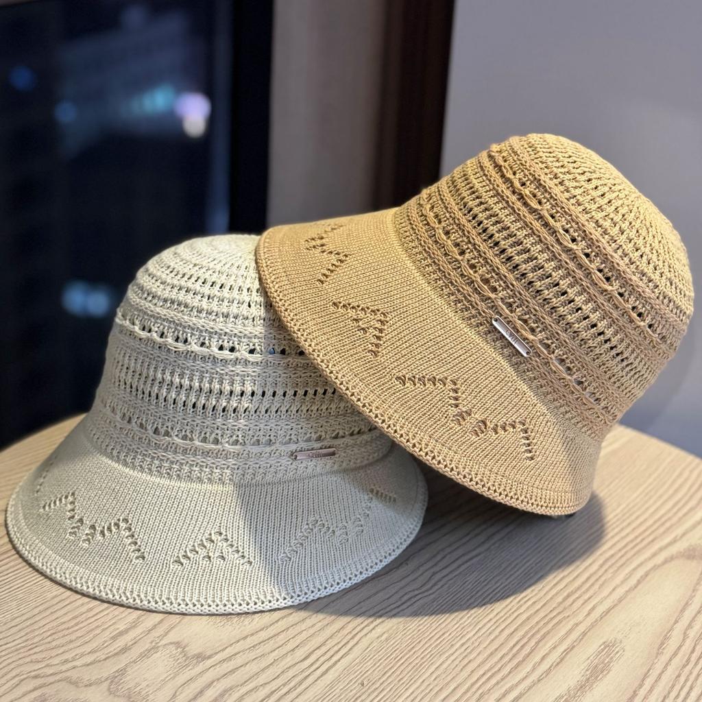 Knitted Hollow Fisherman's Hat Children's Spring and Summer New Breathable Sunshade Sunscreen Hat Hand-woven Basin Hat