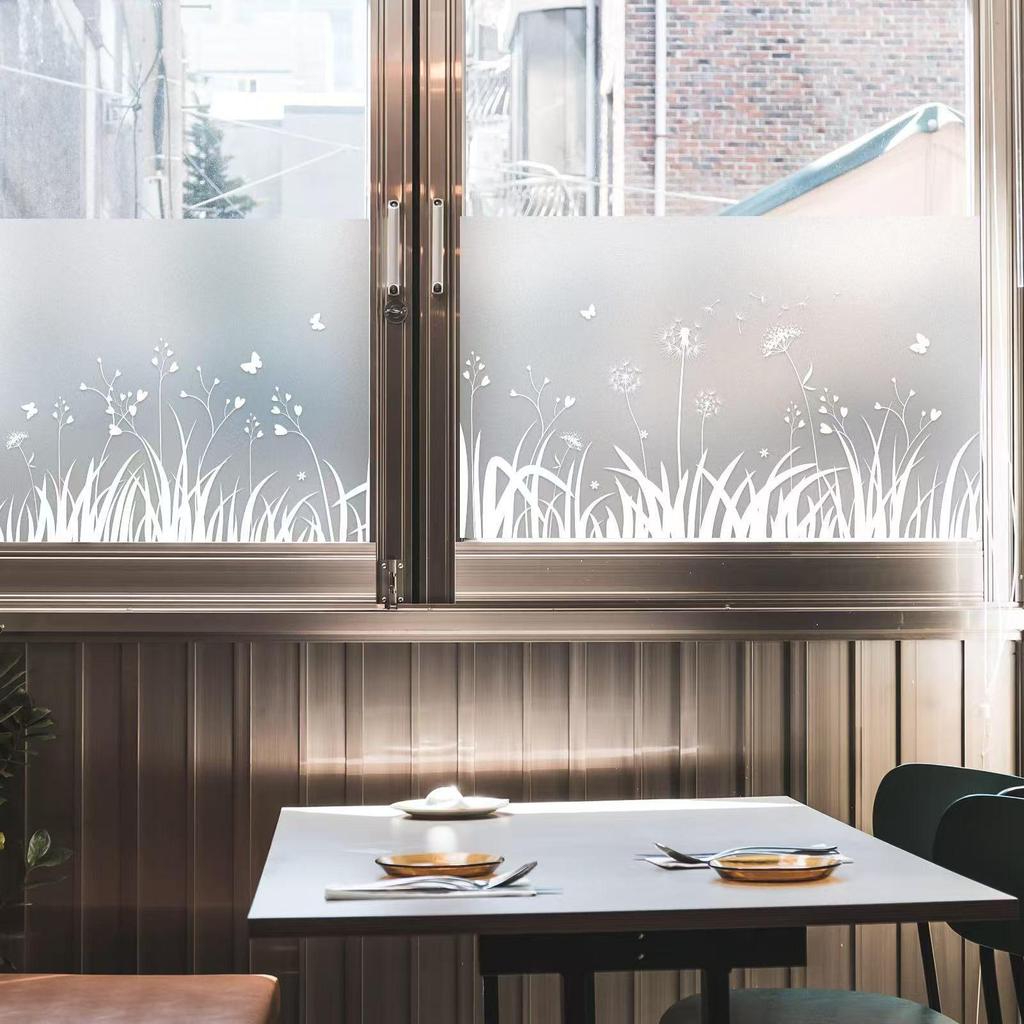 Monochrome Dandelion Electrostatic Privacy Window Film