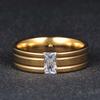 JeeMango Channel Setting Single CZ Crystal Rings Gold Color 316L Stainless Steel Wedding Engagement Ring Jewelry Gift JR17149