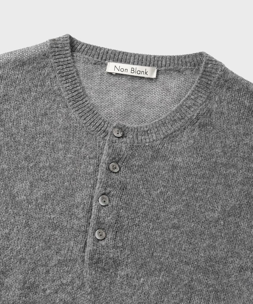 NONBLANK Crop Henley Neck Ls Knit_Melange Grey