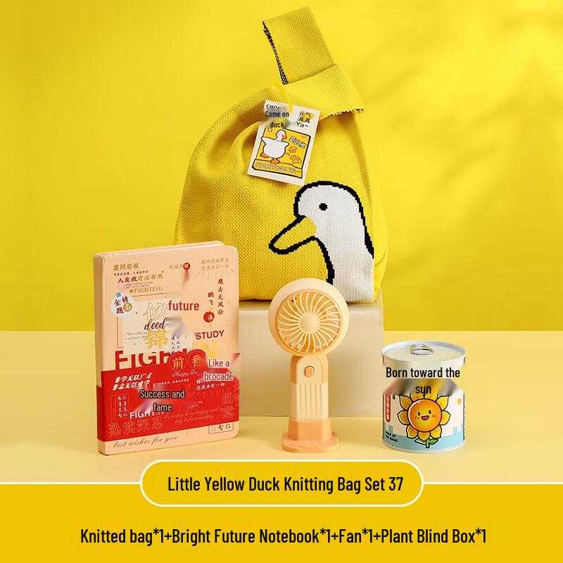 

Ducky Gift Set with Notebook, Fan & Blind Box Ducky Knitted Bag 37