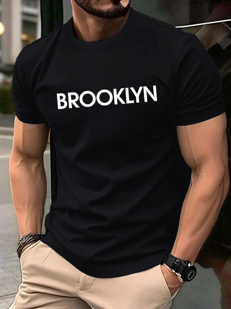 Brooklyn Stati Uniti Stampato Uomo Retro T-shirt Cotone TuttoAbbinabile T-shirt Trendy Strada Manica Corta Unisex Girocollo Morbido Vestiti