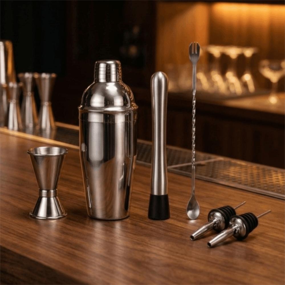 6Pcs/Set Stainless Steel Drink Mixer Bar Set Double Measuring Jigger Drink Shake  Cocktail Making