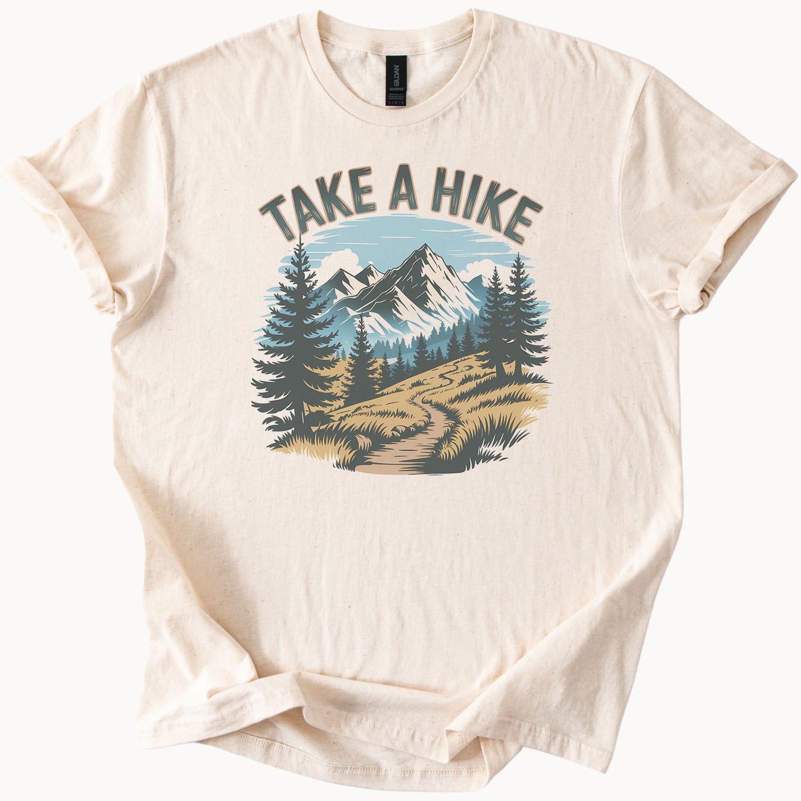 Take a Hike Mountain Graphic Tee Nature Trail Shirt with Pine Trees and Scenic Outdoor Landscape Hiking Adventure T Shirt 160