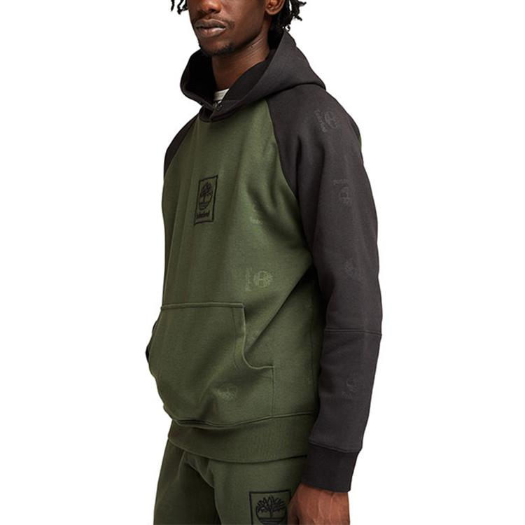 Timberland Tree Logo Embroidered Color Block Hoodie Men Hoodies Green A23Z3-CD9