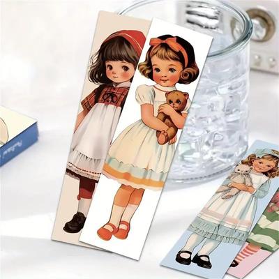 30 Stück Nischen-Lesezeichen mit süßen Mädchenmotiven, Leseseitenmarkierungen aus Papier für Leseliebhaber – Retro-Buchseitenclip mit Nachrichtenkartenfunktion