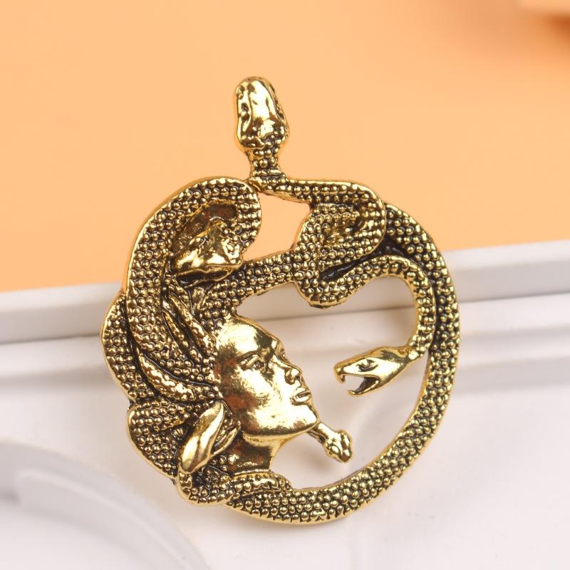 

Ретро креативная брошь Медуза, персонализированная булавка для одежды, универсальные аксессуары, корсаж золотой