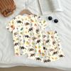 Kids Casual Short Sleeve Top and Shorts Set Animal Print Summer Outfit Lightweight Comfortable Breathable Fabric for Boys and Girls