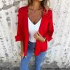 Women's Casual Solid Color Faux Suede Lapel Cardigan Coat For Spring Autumn