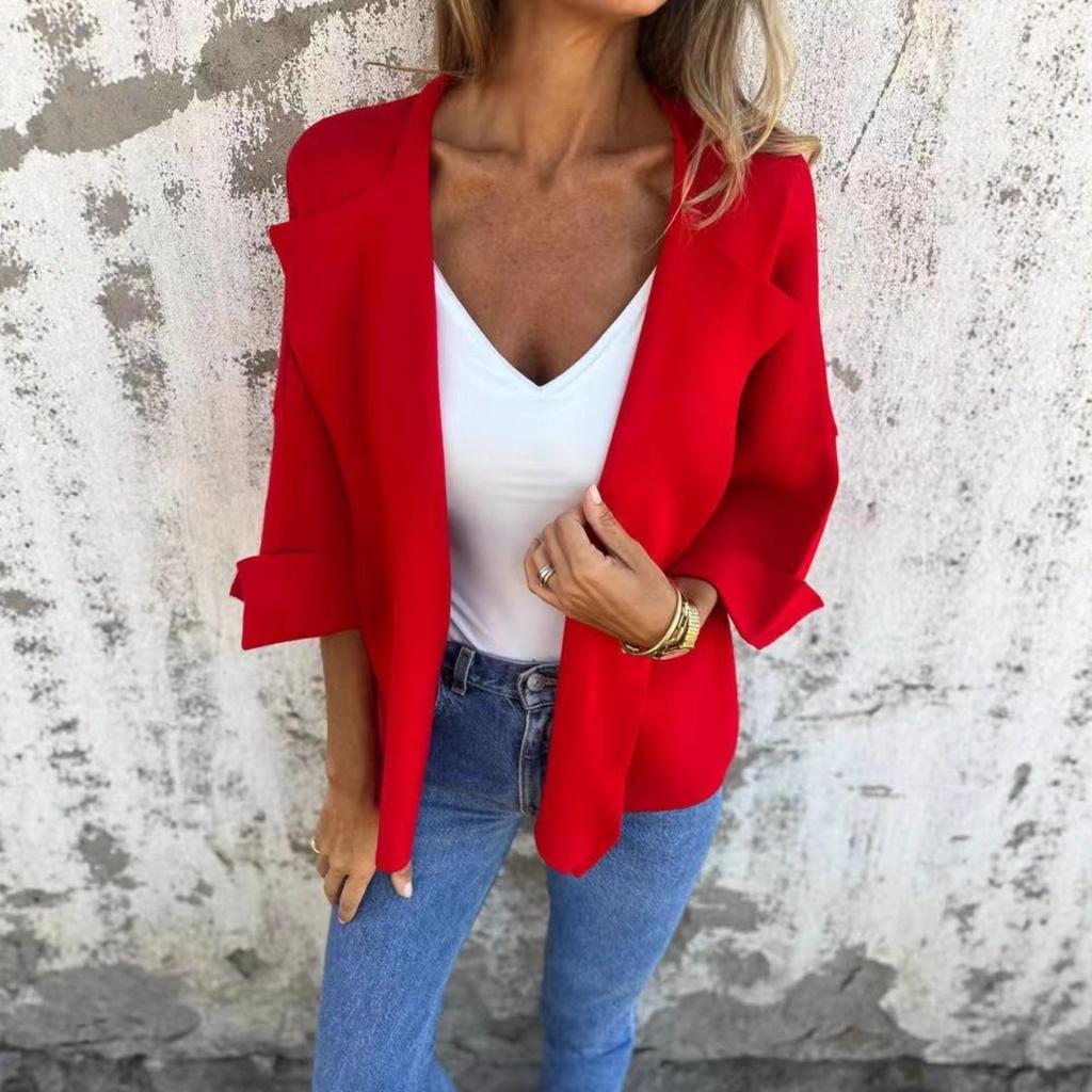 Women's Casual Solid Color Faux Suede Lapel Cardigan Coat For Spring Autumn