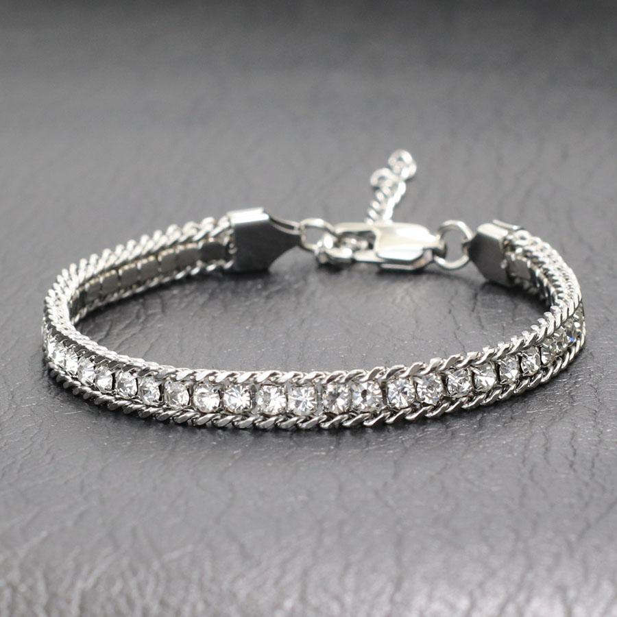 New Hiphop Stainless Steel Bracelet Men Handmade Luxury Zirconia Tennis Chain Link Braclet Father Day Gift Accessories Hombre