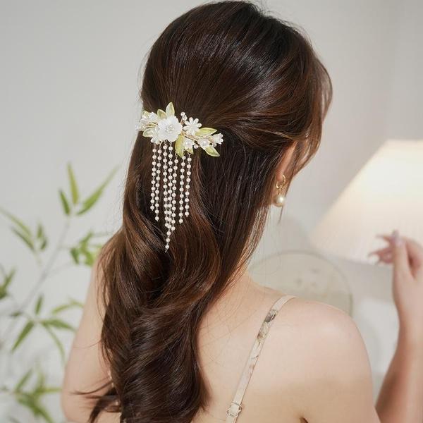 1PC Fashion Elegant Pearl Tassel Hair Claw Clips Hairpins Flower Hair Clip Headwear for Women Girls Hair Accessories
