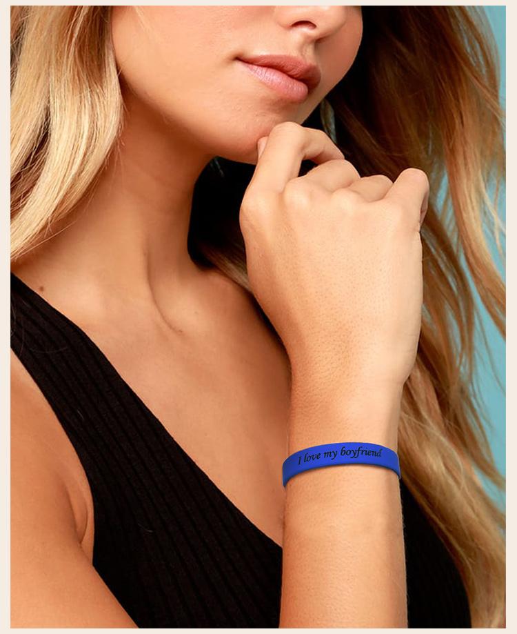 Braccialetti da polso in silicone personalizzati per donna uomo, Bracciale in gomma personalizzato, Regalo inciso per eventi festa consapevolezza