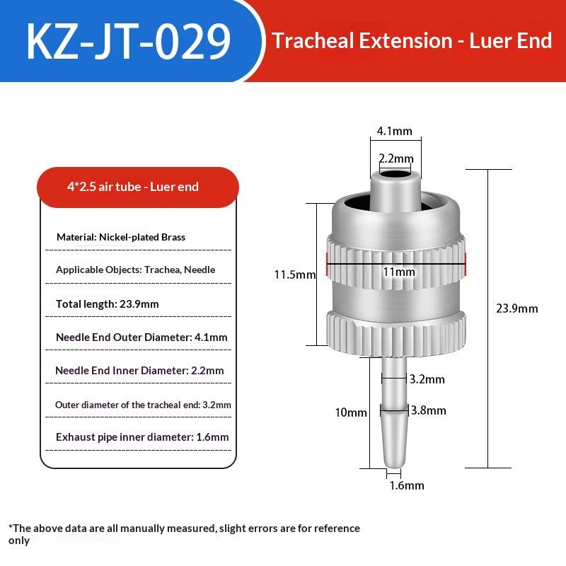 Dispensing Glue Subpackaging Syringe Barrel Luer Lock Adapter Fitting Tracheal Connector Metal Material Parts