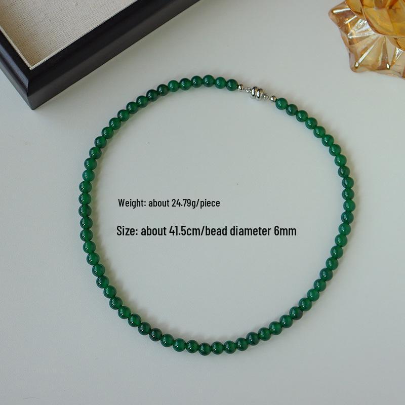 

Elegant Green Agate Beaded Necklace with Magnetic Clasp