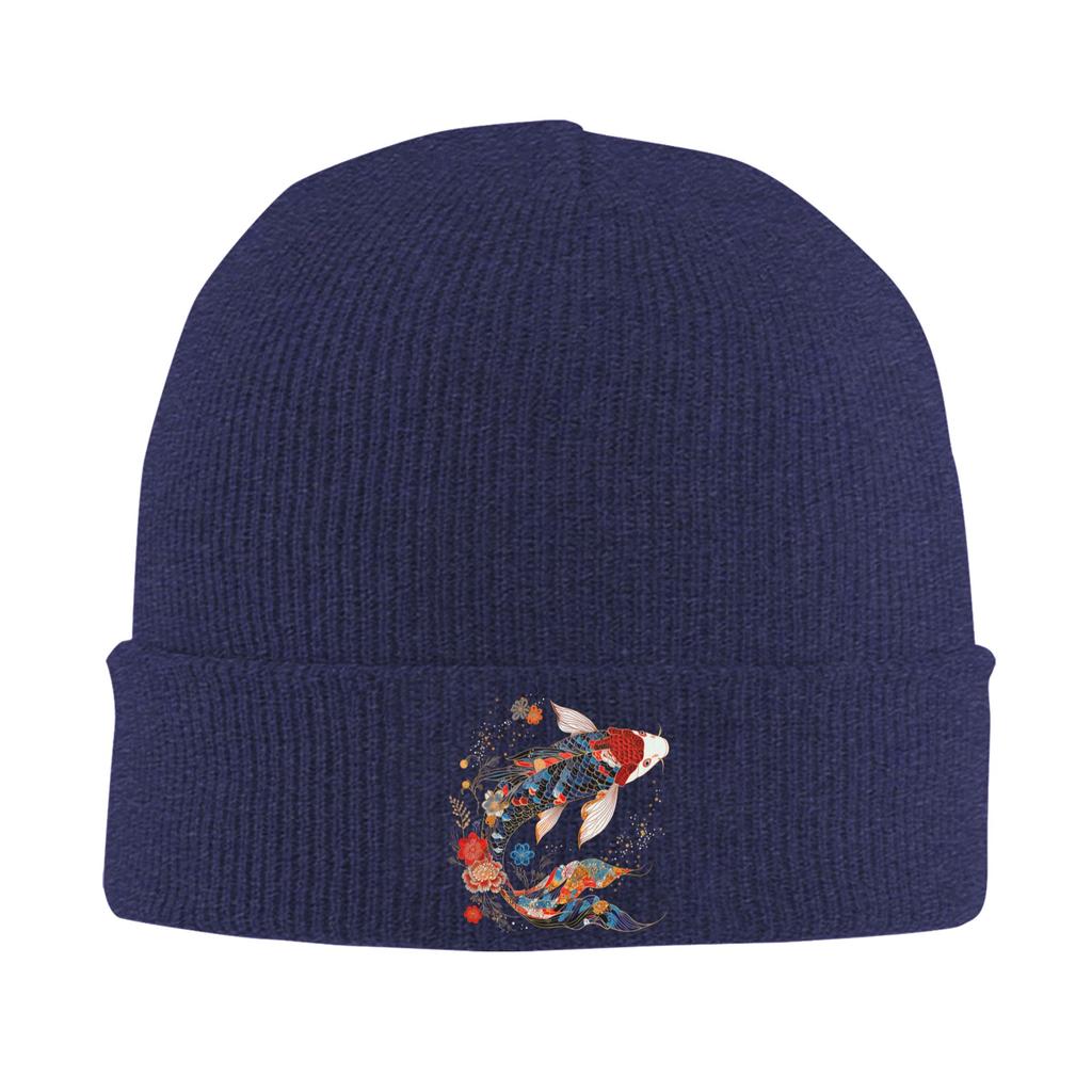 Koi Fish Flower Japanese Art Floral Koi Carp Knitted Caps Womens Unisexs Skullies Beanies Winter Hats  Warm Caps