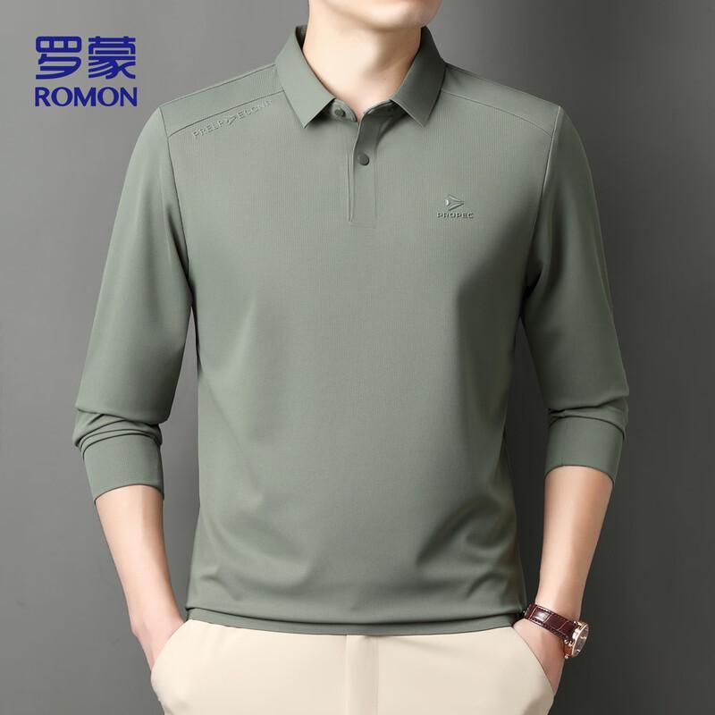 Romon Men s Business Casual Long Sleeve Polo Shirt 110