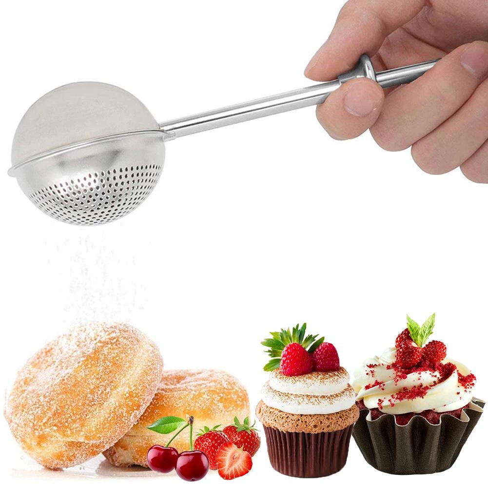 304 Stainless Steel Flour Powder Filter Spoon Baker Dusting Wand For Sugar Flour Spices Flour Sugar Powder Spoon Kitchen Tools